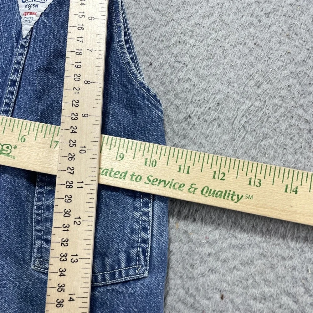 Vintage OshKosh B'gosh Overalls Infant Girls 18M Blue Denim Llama Rainbow USA *